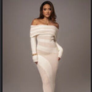 Jluxlabel S - Off-Shoulder Cream Knit Dress